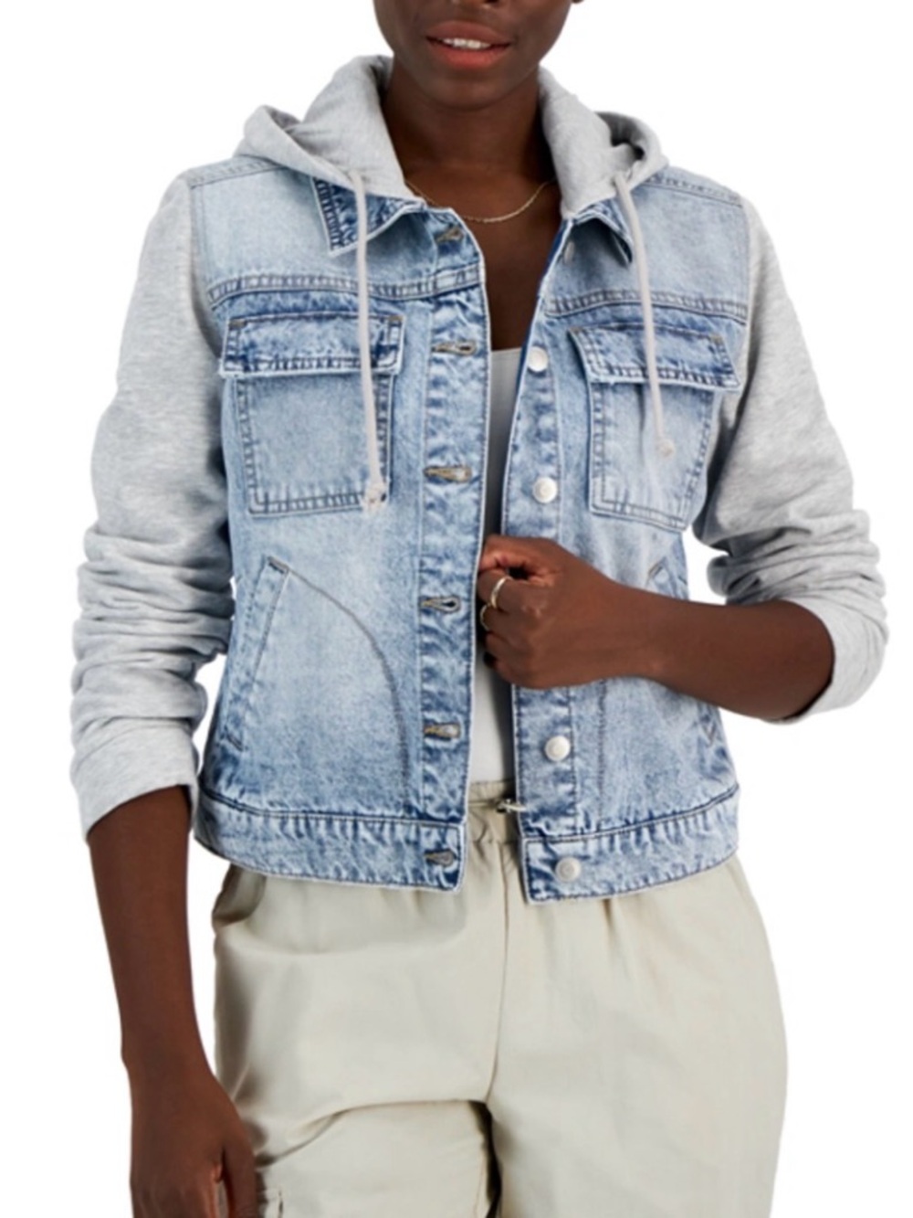Celebrity Fleece hooded denim jacket (medium)